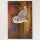 Amerikaanse Eskimo in herfstbladeren Herfst geïnsp Legpuzzel (Verticaal)