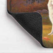 Amerikaanse Eskimo in herfstbladeren Herfst geïnsp Muismat (Hoek)