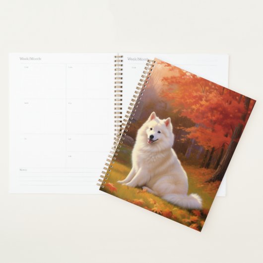 Amerikaanse Eskimo in herfstbladeren Herfst geïnsp Planner (Display)