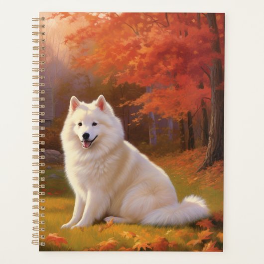 Amerikaanse Eskimo in herfstbladeren Herfst geïnsp Planner (Voorkant)