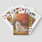 Amerikaanse Eskimo in herfstbladeren Herfst geïnsp Pokerkaarten (Achterkant)