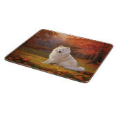 Amerikaanse Eskimo in herfstbladeren Herfst geïnsp Snijplank (Hoek)