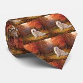 Amerikaanse Eskimo in herfstbladeren Herfst geïnsp Stropdas (Opgerold)