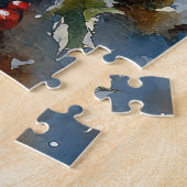 Amerikaanse Eskimo in Sledge Laat het Sneeuw Kerst Legpuzzel (Zijkant)