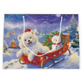 Amerikaanse Eskimo in Sleigh Snow Kerstmis Groot Cadeauzakje (Voorkant)