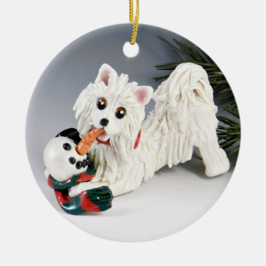 Amerikaanse Eskimo Keramisch Ornament (Voorkant)