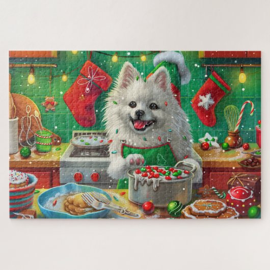 Amerikaanse Eskimo Kerstbakken: Feestelijke Kerstm Legpuzzel (Horizontaal)