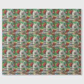 Amerikaanse Eskimo Kerstbakken: Festive Kerstmis Cadeaupapier (Vlak)