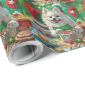 Amerikaanse Eskimo Kerstbakken: Festive Kerstmis Cadeaupapier (Rol Hoek)