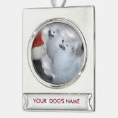 Amerikaanse Eskimo-kerstcadeautjes op maat Verzilverd Banner Ornament (Links)