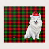 Amerikaanse Eskimo Kersthond met Holiday Plaid Kaart (Buitenkant ongevouwen)