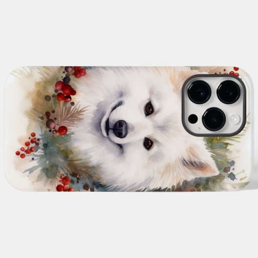 Amerikaanse Eskimo Kerstkrans Feestelijke Pup Case-Mate iPhone Case (Achterkant (horizontaal))