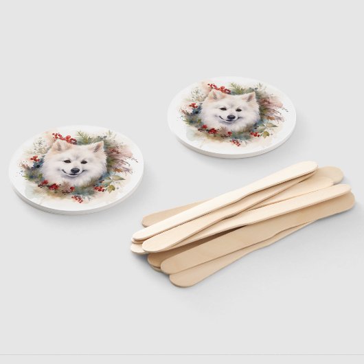 Amerikaanse Eskimo Kerstkrans Feestelijke Pup Handwaaier (Niet-gemonteerd)