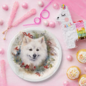 Amerikaanse Eskimo Kerstkrans Feestelijke Pup Papieren Bordje (Feest)