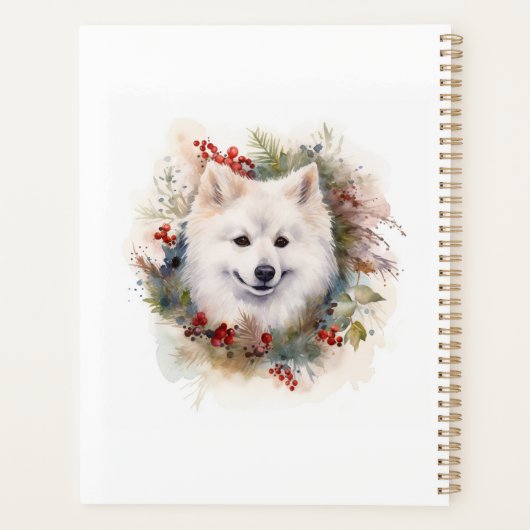 Amerikaanse Eskimo Kerstkrans Feestelijke Pup Planner (Achterkant)