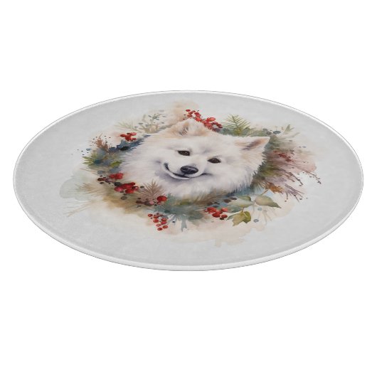 Amerikaanse Eskimo Kerstkrans Feestelijke Pup Snijplank (Hoek)