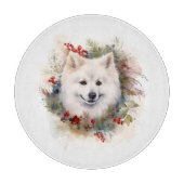 Amerikaanse Eskimo Kerstkrans Feestelijke Pup Snijplank (Voorkant)