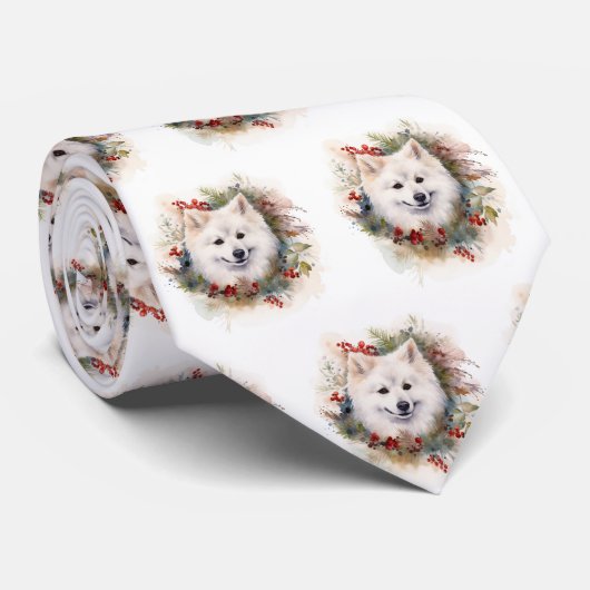 Amerikaanse Eskimo Kerstkrans Feestelijke Pup Stropdas (Opgerold)