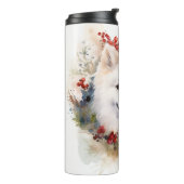 Amerikaanse Eskimo Kerstkrans Feestelijke Pup Thermosbeker (Gedraaid links)