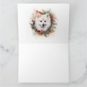 Amerikaanse Eskimo Kerstkrans Festieve Pup Kaart (Binnen)