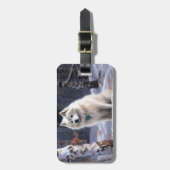 Amerikaanse Eskimo laat het sneeuwen Kerstmis Bagagelabel (Voorkant verticaal)