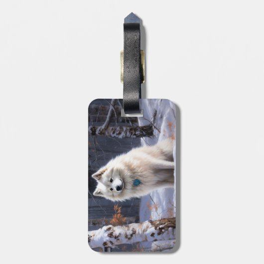 Amerikaanse Eskimo laat het sneeuwen Kerstmis Bagagelabel (Achterkant verticaal)