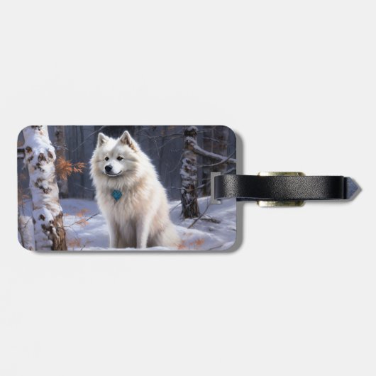 Amerikaanse Eskimo laat het sneeuwen Kerstmis Bagagelabel (Achterkant horizontaal)