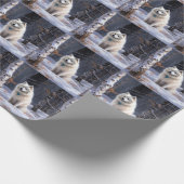 Amerikaanse Eskimo laat het sneeuwen Kerstmis Cadeaupapier (Hoek)