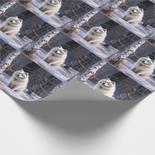 Amerikaanse Eskimo laat het sneeuwen Kerstmis Cadeaupapier (Hoek)