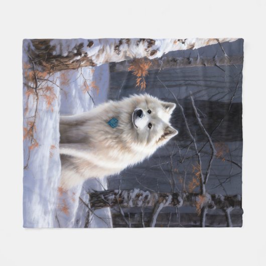 Amerikaanse Eskimo laat het sneeuwen Kerstmis Fleece Deken (Voorkant (Horizontaal))