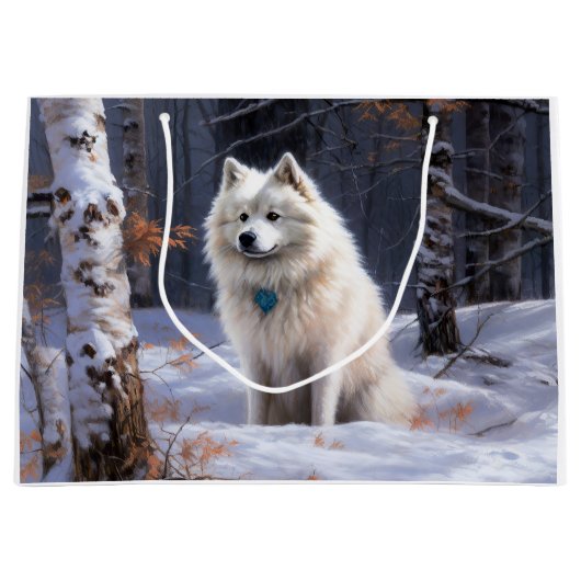 Amerikaanse Eskimo laat het sneeuwen Kerstmis Groot Cadeauzakje (Voorkant)