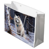 Amerikaanse Eskimo laat het sneeuwen Kerstmis Groot Cadeauzakje (Voorkant Gekanteld)