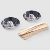 Amerikaanse Eskimo laat het sneeuwen Kerstmis Handwaaier (Niet-gemonteerd)