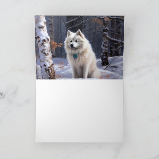 Amerikaanse Eskimo laat het sneeuwen Kerstmis Kaart (Binnen)