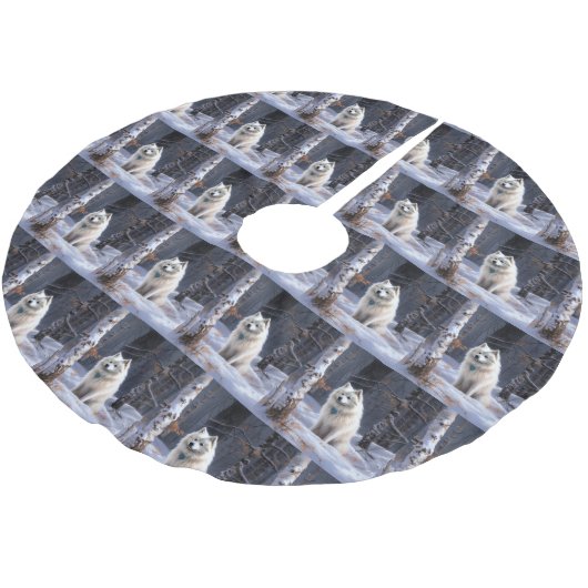 Amerikaanse Eskimo laat het sneeuwen Kerstmis Kerstboom Rok (Gekanteld)