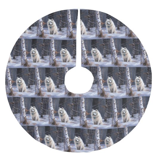 Amerikaanse Eskimo laat het sneeuwen Kerstmis Kerstboom Rok (Voorkant)