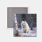 Amerikaanse Eskimo laat het sneeuwen Kerstmis Magneet (Voorkant / Achterkant)