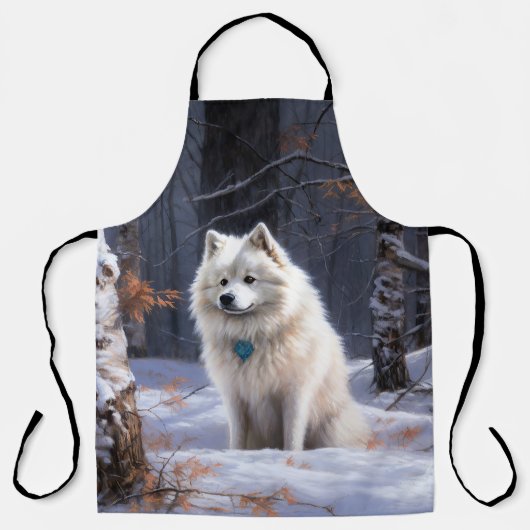 Amerikaanse Eskimo laat het sneeuwen Kerstmis Schort (Voorkant)