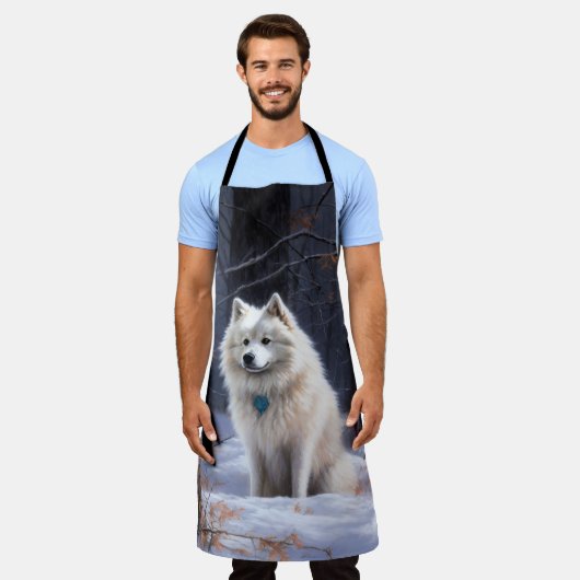 Amerikaanse Eskimo laat het sneeuwen Kerstmis Schort (Gedragen)