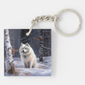 Amerikaanse Eskimo laat het sneeuwen Kerstmis Sleutelhanger (Achterkant)