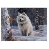 Amerikaanse Eskimo laat het sneeuwen Kerstmis Snijplank (Voorkant)