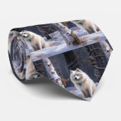 Amerikaanse Eskimo laat het sneeuwen Kerstmis Stropdas (Opgerold)