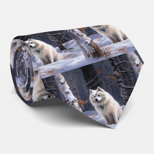 Amerikaanse Eskimo laat het sneeuwen Kerstmis Stropdas (Opgerold)