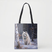 Amerikaanse Eskimo laat het sneeuwen Kerstmis Tote Bag (Voorkant)