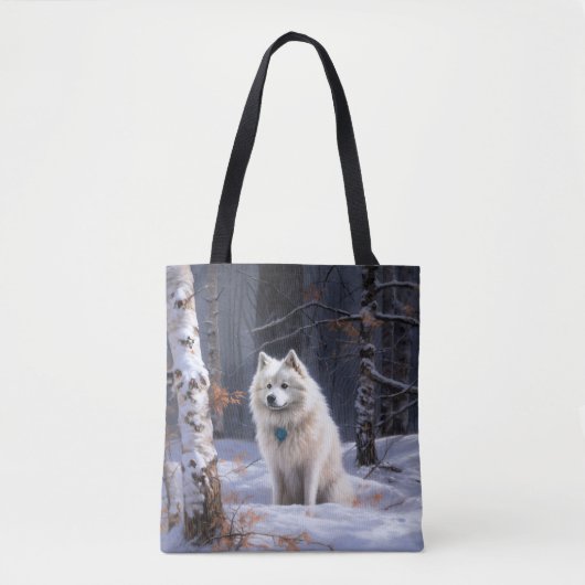 Amerikaanse Eskimo laat het sneeuwen Kerstmis Tote Bag (Voorkant)