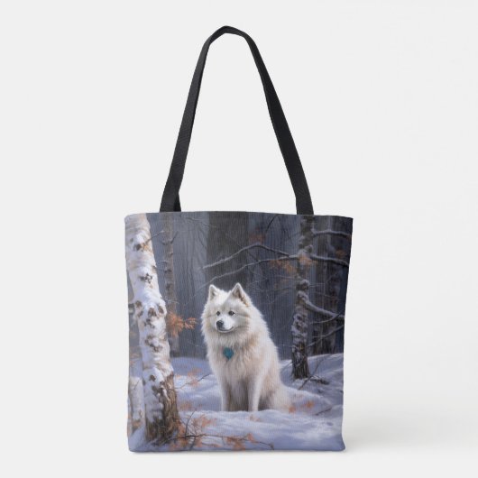 Amerikaanse Eskimo laat het sneeuwen Kerstmis Tote Bag (Achterkant)