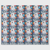 Amerikaanse Eskimo met ballonnen Verjaardag Cadeaupapier (Vlak)