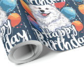 Amerikaanse Eskimo met ballonnen Verjaardag Cadeaupapier (Rol Hoek)