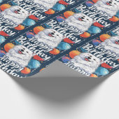 Amerikaanse Eskimo met ballonnen Verjaardag Cadeaupapier (Hoek)