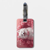 Amerikaanse Eskimo met Rozen - Valentijnsdag Bagagelabel (Achterkant verticaal)